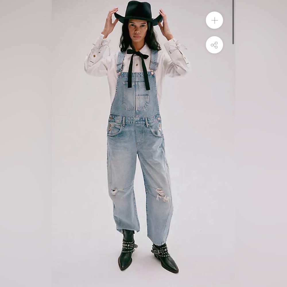Free People We The Free Good Luck Barrel Overalls Medium Going Steady NWT